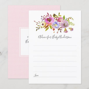 Chic Pink Floral Advice for baby Dusche Game Einladung