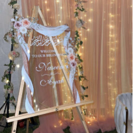 Chic Pink Floral muslimisches arabisches Party Acrylschild