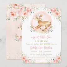 Chic Pink Floral Niedlich Hirsche Fawn Girl Babydu