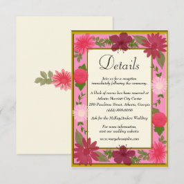 Chic Pink florale Botanische Hochzeiten Details Begleitkarte