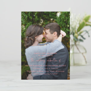 Chic Pink Foto Moderne Hochzeit Einladung