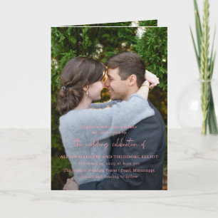 Chic Pink Foto Moderne Hochzeit Einladung