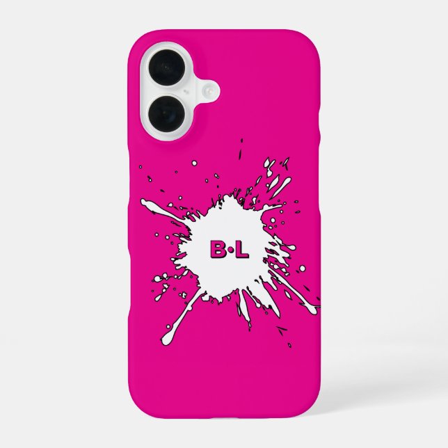 Chic Pink Fuchsia Splash iPhone 16 Hülle (Rückseite)