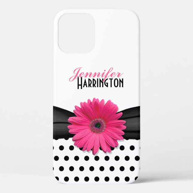 Chic Pink Gerbera Daisy Polka Dot Blume Case-Mate iPhone Hülle (Rückseite)