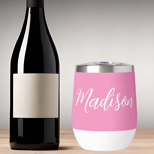 Chic Pink Girls Name White Script Personalisiert (Von Creator hochgeladen)