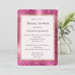Chic Pink Glam Gold Sparkle Confetti Brautparty Einladung