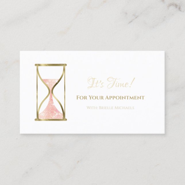 Chic Pink Glitz Hourglass Schönheitssalon Terminkarte (Vorderseite)