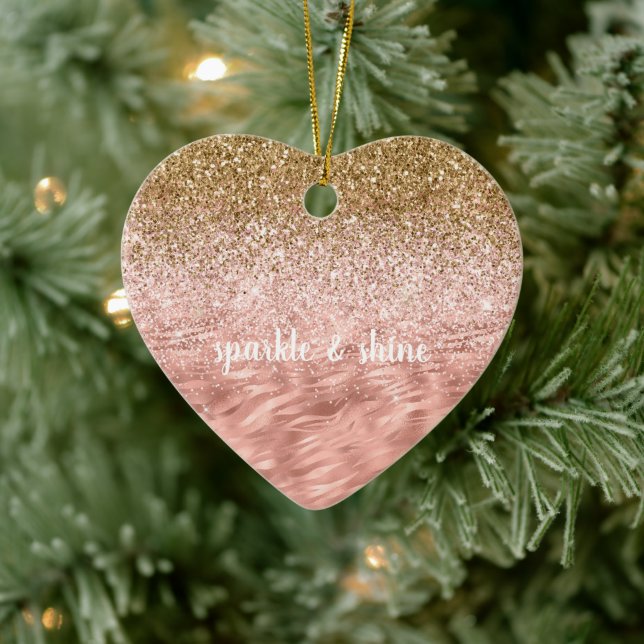 Chic Pink Glitz Zebra Print Keramik Ornament (Baum)