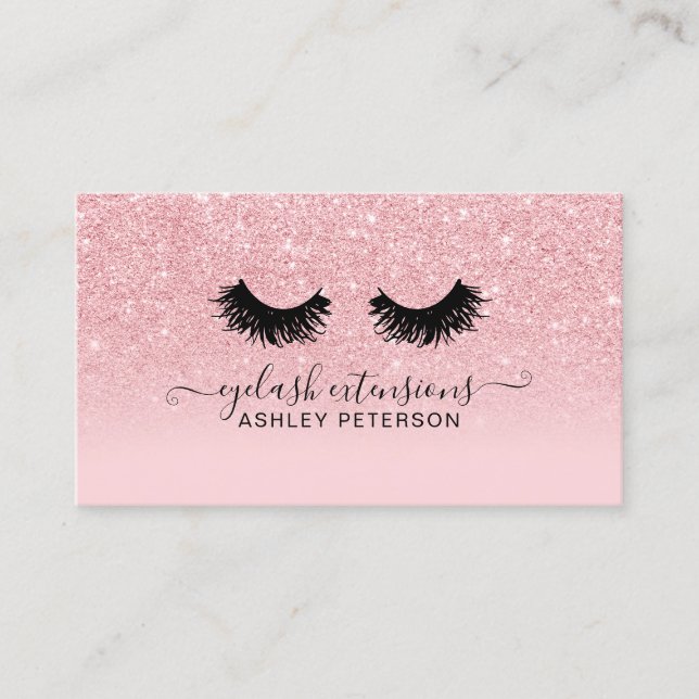 Chic pink Glitzer Glitzern ombre Girly Wimpern Visitenkarte (Vorderseite)