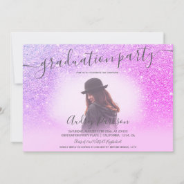 Chic pink Glitzer Glitzern schicke Foto Abschluss Einladung