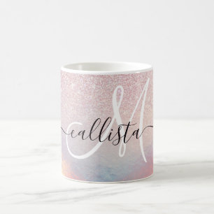 Chic Pink Glitzer Iridescent Holographic Gradient Kaffeetasse