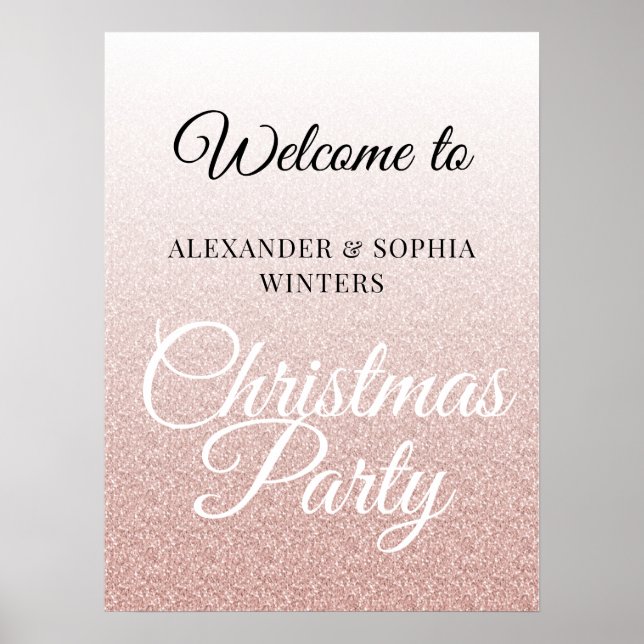 Chic Pink Glitzer Ombre Party Willkommen Poster (Vorne)