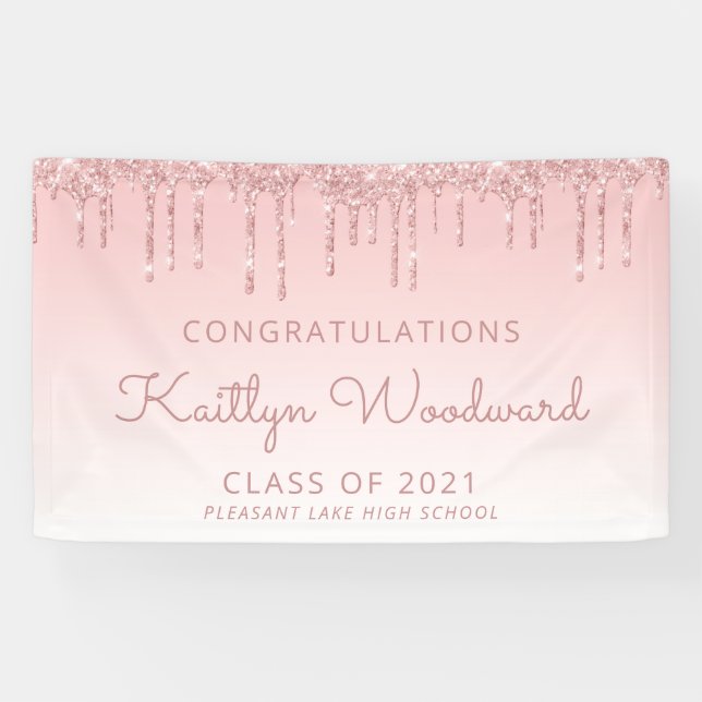 Chic Pink Glitzer Tropfen Abschluss Banner (Horizontal)