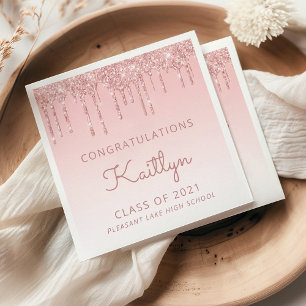 Chic Pink Glitzer Tropfen Abschluss Napkins Serviette