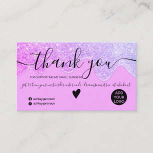 Chic pink Glitzer Tropfen erröten Ordnung danke Visitenkarte