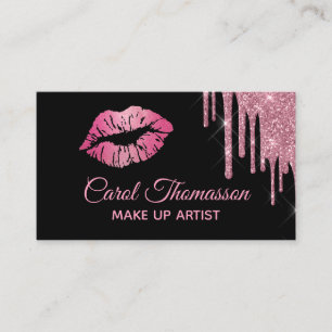Chic Pink Glitzer und Lippen 2 Visitenkarte
