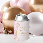 Chic Pink Gold Agate Custom Bat Mitzvah Party Dosenkühler<br><div class="desc">Chic Rosa und Goldmedaille schmücken die Seite dieses eleganten Bat Mitzvah Gastgeschenks kann kühler. Der Name Ihrer Tochter ist in einem schönen formalen Drehbuch unter dem Stern von David geschrieben. Ein hübscher Pfarrer für eine jüdische Familie,  die ein Mädchen feiert,  das zur Tora gerufen wird.</div>