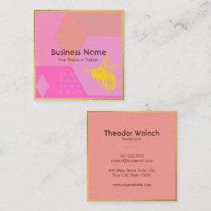 Chic Pink Gold Bee Beruflich Quadratische Visitenkarte