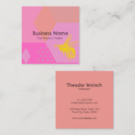 Chic Pink Gold Bee Beruflich Quadratische Visitenkarte