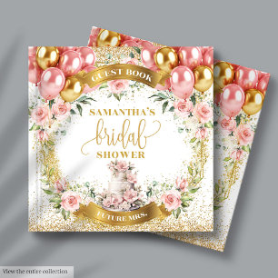 Chic Pink Gold Brautparty Anmeldung für das Gästeb Gästebuch