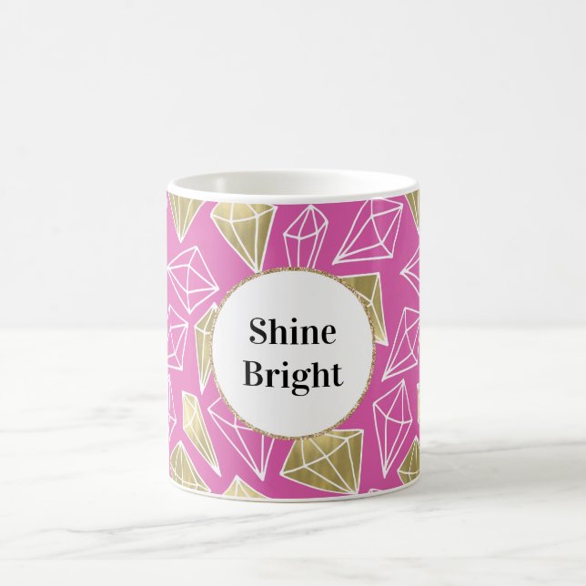 Chic Pink Gold Diamonds Glitzer Kaffeetasse (Mittel)