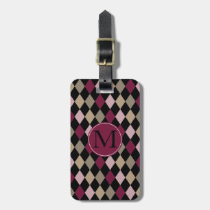 Chic Pink Gold Diamonds Monogram Gepäckanhänger