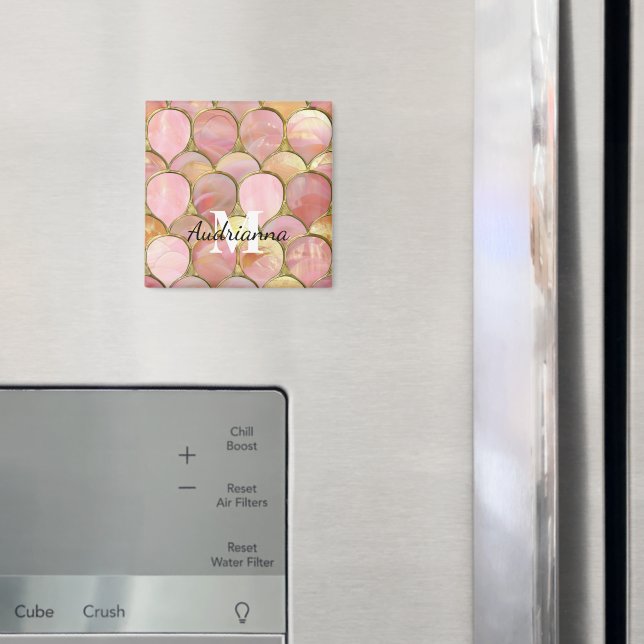 Chic Pink Gold Glam Circles Magnet (In Situ (Kühlschrank))