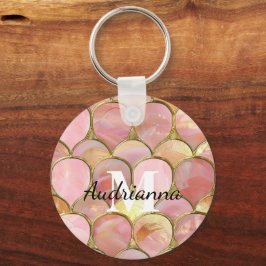 Chic Pink Gold Glam Circles Schlüsselanhänger