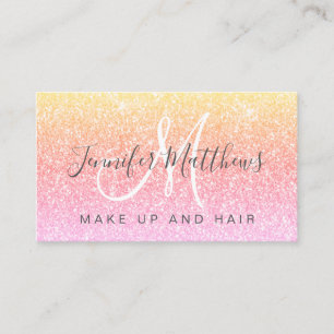 Chic Pink Gold Glitzer Makeup Artist Hair Salon Visitenkarte