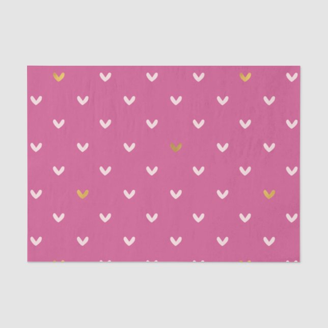 Chic Pink Gold Hearts Seidenpapier (Vorderseite)