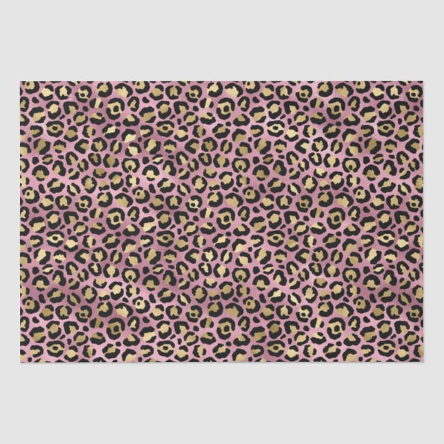 Chic Pink Gold Leopard Muster Baby Duschgeschenk Seidenpapier (Vorderseite)