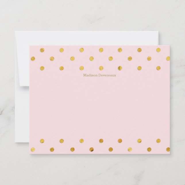 Chic Pink & Gold Polka Dots Custom Flat Mitteilung Mitteilungskarte (Vorderseite)