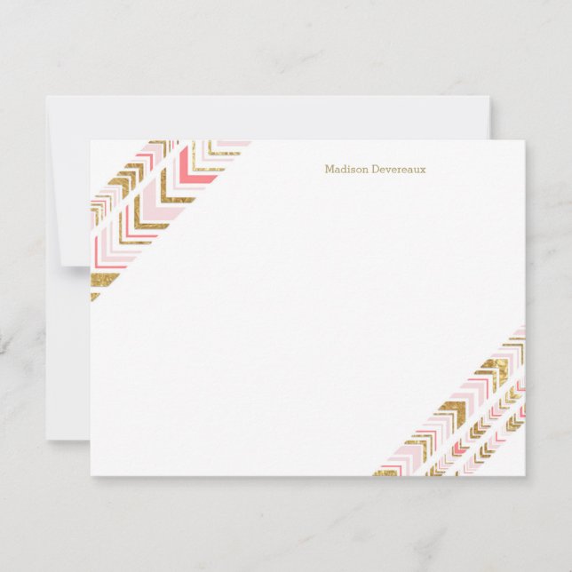 Chic Pink & Gold Tribal Custom Flat Mitteilungskar Mitteilungskarte (Vorderseite)