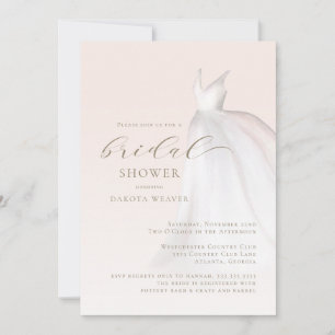 Chic Pink Gold Wedding Dress Brautparty Einladung