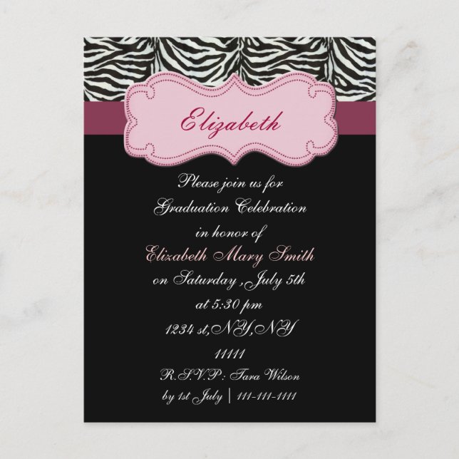 Chic Pink Graduation Party Einladung (Vorderseite)