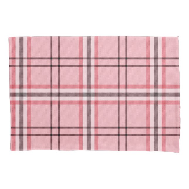 Chic Pink & Graues Kariertes Modedesign Kissenbezug (Vorderseite)
