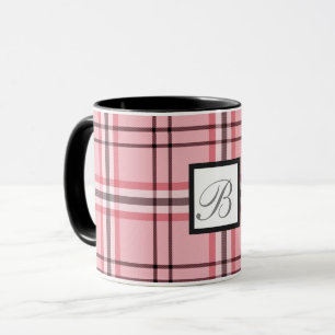 Chic Pink & Graues Kariertes Modedesign Tasse