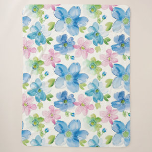 Chic Pink Green Blue Floral Sherpadecke