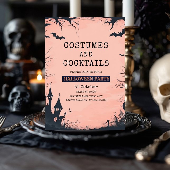Chic Pink Halloween-Party Einladung (Von Creator hochgeladen)