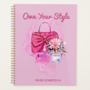 Chic Pink Handbag & floral Design Tagesplaner Planer
