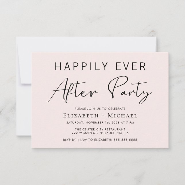 Chic Pink Hochzeitsempfang nach dem Party Einladung (Vorderseite)