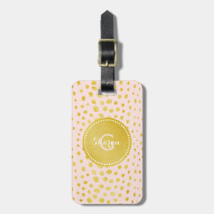 Chic pink Imitate Gold Glitzer Cheetah Print Monog Gepäckanhänger