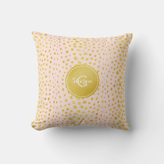 Chic pink Imitate Gold Glitzer Cheetah Print Monog Kissen (Vorderseite)