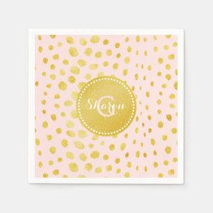 Chic pink Imitate Gold Glitzer Cheetah Print Monog Serviette