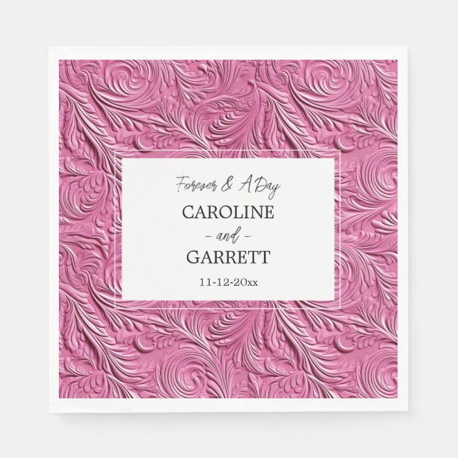 Chic Pink Imitate Leather Wedding Serviette (Vorderseite)