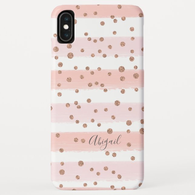 Chic Pink lackierte Aquarellfarben & Gold Dots Mon Case-Mate iPhone Hülle (Rückseite)