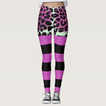 Chic Pink Leopard & Black Pink Glitzer Streifen
