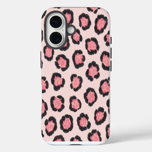Chic Pink Leopard Print  iPhone 16 Hülle (Rückseite)