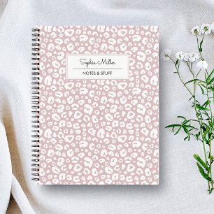 Chic Pink Leopard Skin Pattern Monogram Notizbuch