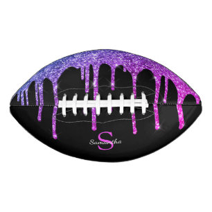Chic Pink Lila Glitter Glanz Tropfen Monogramm Football